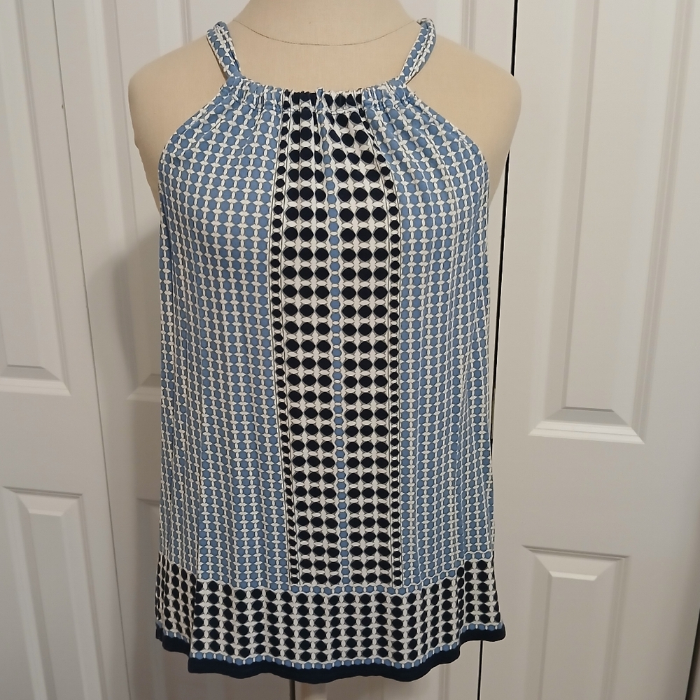 Like New Max Studio Ladies Flowy Loose Halter Sleeveless Tank Top Small Blue